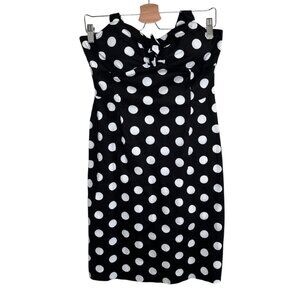 R & K Originals Womens y2k vintage Polka Dot Strapless Halter Dress Size 8